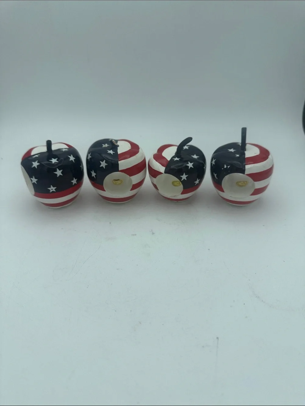 Patriotic American Flag Apple wood napkin rings holders  - Set of 4 read